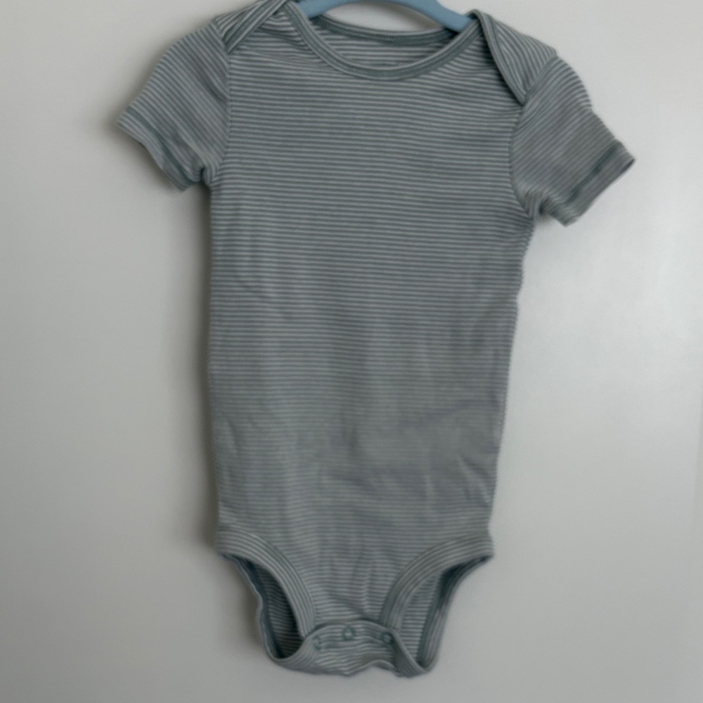 Carter's Short-Sleeve Striped One-Piece - Gray & Light Blue